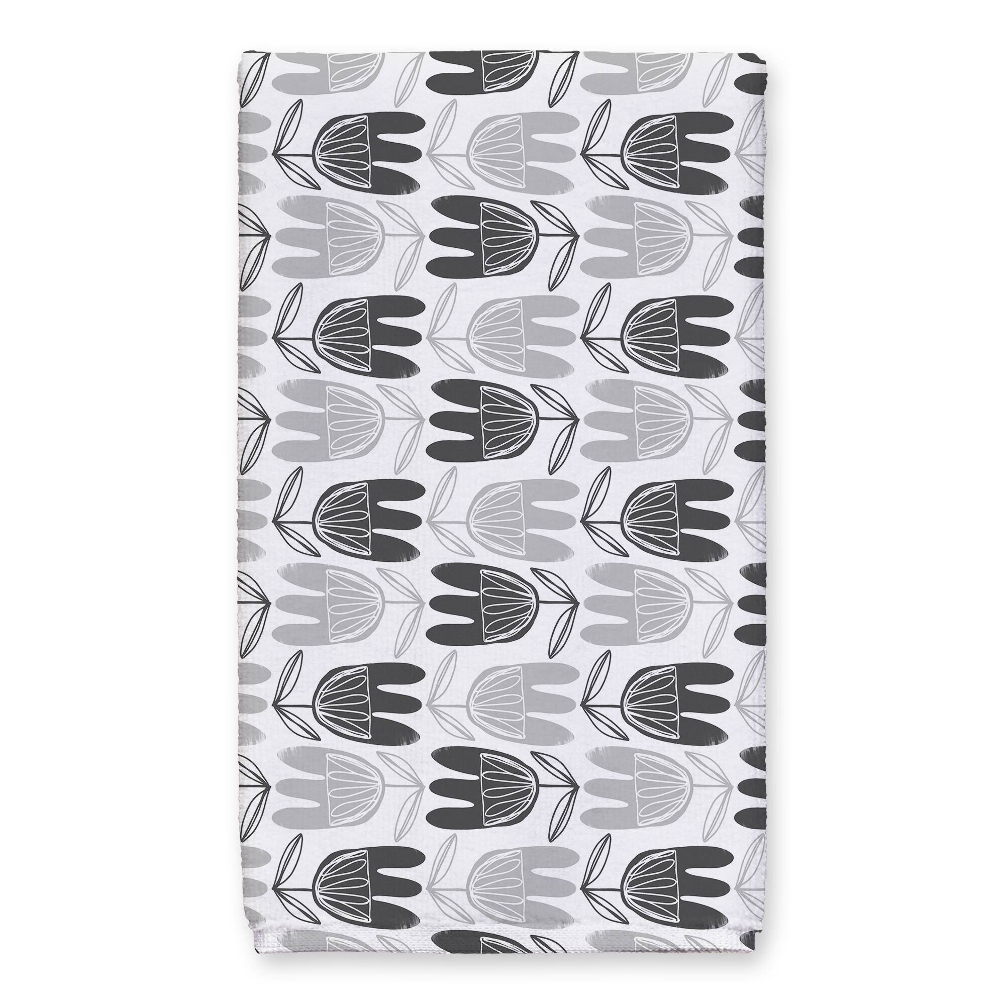 Mid Mod Gray Florals 16" x 25" Tea Towel Set of 2